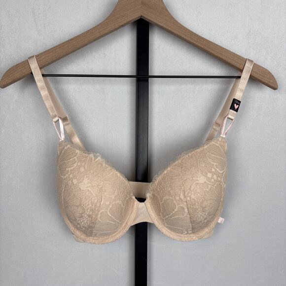 NEW Victoria's Secret Very Sexy Lace Demi Bra 32DD Lightly Lined Underwire Beige - Picture 1 of 10